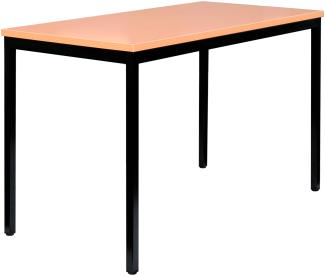 Schreibtisch Profi Besprechungstisch Büromöbel Verkaufstisch Computertisch 140x70 cm RAL 9005 Schwarz/Buche Dekor 331051