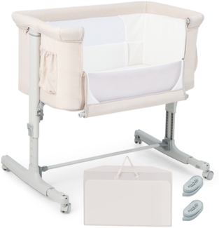 Tragbare 3-in-1-Babywiege mit 5-stufig Verstellbarer Höhe & Atmungsaktives Netz Beige