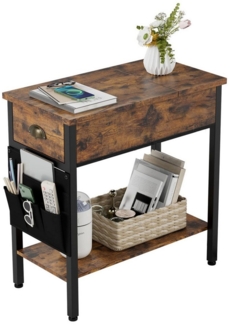 GarveeMore Beistelltisch Beistelltisch, (1 Tisch), Nachttisch, mit 2 Ablagen, Stoffkorb, 60 x 32 x 60 cm