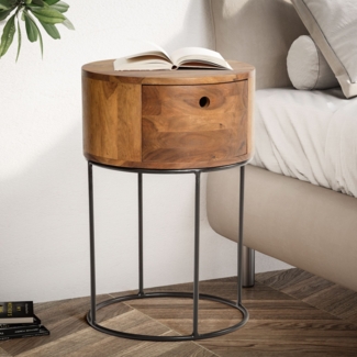 FINEBUY Nachttisch FB56321 (Boxspringbett, Massivholz 40x40x60 cm), Nachtkästchen Stauraum, Nachtkonsolen Schublade