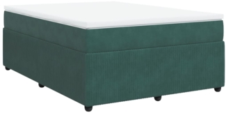 vidaXL Boxspringbett mit Matratze Dunkelgrün 140x200 cm Samt 3285647