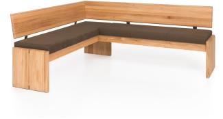 Möbel-Eins SCOTT Eckbank mit Truhe, Material Massivholz/Bezug Kunstleder Eiche 167x192 cm nougat