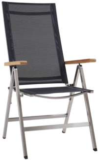 Gartenstuhl Aline, Edelstahl, Grau, Holzfarben, 59 x 114 x 69 cm