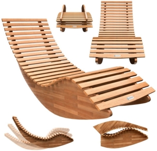 Casaria Gartenliege ergonomisch, mit Schaukelfunktion, Akazie Natur, 150 x 60 x 93 cm
