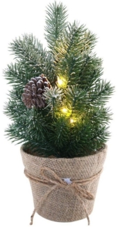 EXPO-Börse GmbH Künstlicher Weihnachtsbaum LED Weihnachtsbaum Kunsttanne beschneit im Jutetopf 33 cm