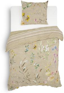Heckett & Lane Mako-Satin Eco Bettwäsche 155x220 Agnes multi Gräser Beeren beige