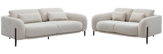Vente-unique - Sofa 3-Sitzer & 2-Sitzer mit verstellbarer Rückenlehne - Stoff Beige - ARAVIO