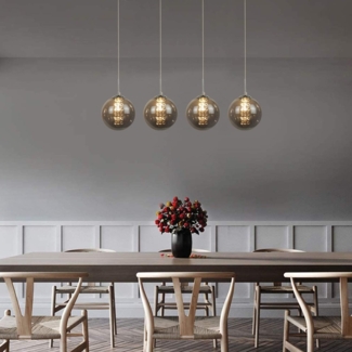 ZMH Pendelleuchte Grau Glas Durchmesser 70 cm G9 Esstischlster H?henverstellbar 4 Lampen in Farbe Esstischlampe fr Kchen