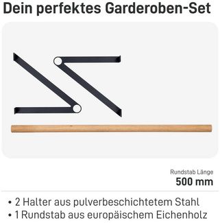 Natural Goods Berlin Garderobenleiste GARD REINICKENDORF, Halterung für Kleiderstange, Wandmontage, Wandgarderobe