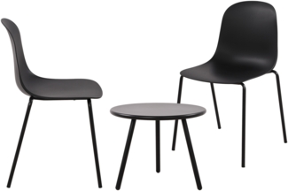 CLP 2er Sitzgruppe Berdin Set 1 Tisch 2 Stapelstühle wetterfest UV-beständig,schwarz