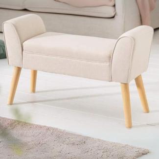 Elegante Sitzbank CAROLIN 90cm beige Samt Bank coffee