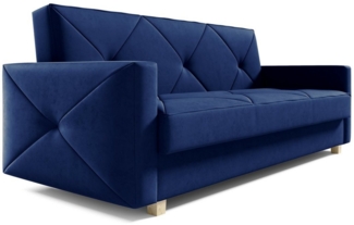 MOEBLO Schlafsofa PRETORIA, Couch Schlafsofa Bettsofa Kippsofa 3-Sitzer aus Samt - (BxHxT): 215x88x95 cm, mit Schlaffunktion und Bettkasten