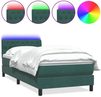vidaXL Boxspringbett mit Matratze Dunkelgrün 80x220 cm Samt 3317196