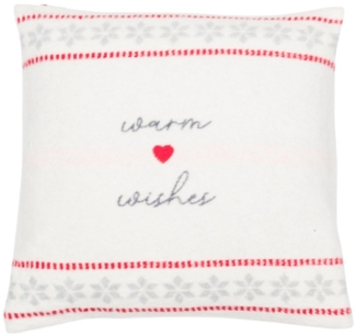 DAVID FUSSENEGGER Kissenhülle Savona 'warm wishes' 50 x 50 cm Rohweiß