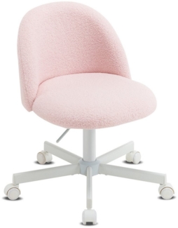 VINGLI Bürostuhl mit Rollen, Schminktisch Stuhl, Höhenverstellbar, Teddystoff