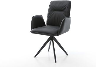 Esszimmerstuhl Vinja-Flex Echt-Leder Schwarz Kreuzgestell kantig Schwarz