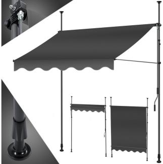 KESSER® Klemmmarkise mit Handkurbel Balkon, Balkonmarkise ohne Bohren, UV-beständig höhenverstellbar wasserabweisend , Sonnenschutz, Terrassenüberdachung , einfache Montage Anthrazit, 350cm