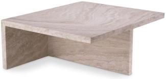 Casa Padrino Luxus Travertin Couchtisch Beige 70 x 60 x H. 28 cm - Naturstein Wohnzimmertisch - Wohnzimmer Möbel - Naturstein Möbel - Travertin Möbel - Luxus Möbel - Luxus Einrichtung