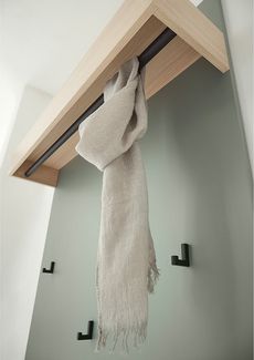 Lomadox Garderobenpaneel CRISP-61, grün mit Eiche Nb, 1 Ablageboden, 3 Haken, 1 Kleiderstange