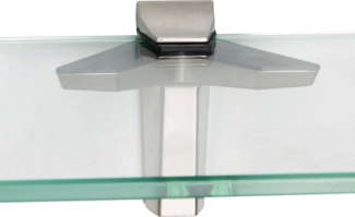 ib style Wandregal Glasregal 8mm eckig klar 90 x 15 cm + Clip DUO Edelstahloptik, Glasboden aus ESG-Sicherheitsglas - Wandregal
