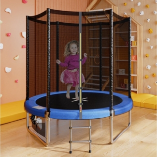 GUNJI Gartentrampolin Kindertrampolin 183CMØ228 Trampolin, max. Belastung 150KG, Ø 228 cm, (Indoor-Trampolin, 1 Stück, Trampolin), für Kinder von 3-10 Jahren, mit Sicherheitsnetz, Randabdeckung, blau)