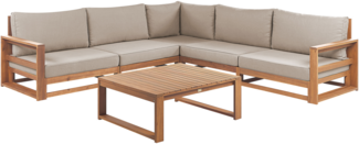 Beliani 'Timor' Lounge-Set, Zertifiziertes Akazienholz, Heller Holzfarbton