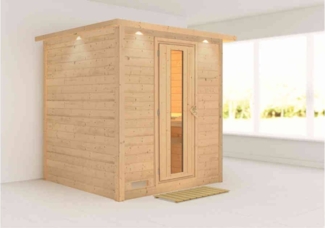 Karibu Sauna Innenkabine Mojave Innensauna 3 Sitzbänke aus Holz Saunakabine mit 40 mm Wandstärke Dampfsauna mit Montagematerial