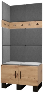 ABIKS MÖBEL Garderoben-Set ARTIN Set 11 Garderobe mit gepolsterten Paneelen, Industriell Design