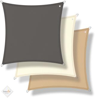 hanSe® Sonnensegel 100% Polyester PES Quadrat 4x4 m Graphit Sonnenschutz Marken-Sonnensegel wasserabweisend wetterbeständig