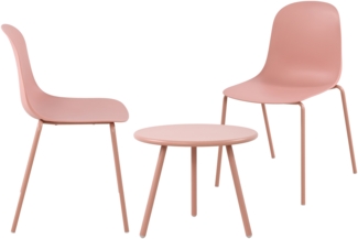 CLP 2er Sitzgruppe Mindin Set 1 Tisch 2 Stapelstühle wetterfest UV-beständig,pink