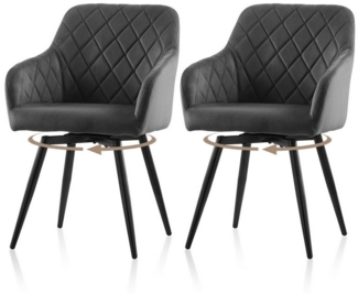 Ofcasa Esszimmerstuhl Drehstuhl (2er Set), Gepolsterter Küchenstuhl aus Samt