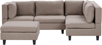 Ecksofa mit Ottomane UNSTAD Braun Stoff