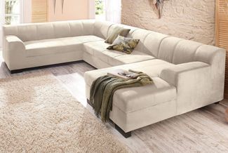 Home affaire Wohnlandschaft Falk klare Linien, zeitlos und komfortabel, U-Form, mit Federkern und wahlweise mit Bettfunktion