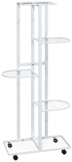vidaXL Blumenständer 5-Etagen mit Rollen 44x23x100 cm Weiß Eisen 343118