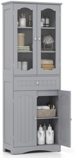 COSTWAY Hochschrank Bad, Vorratsschrank mit verstellbarem Einlegeboden, schwarz