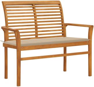 vidaXL Gartenbank mit Beige Auflage 112 cm Massivholz Teak 3062652