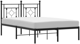 vidaXL Bettgestell mit Kopfteil, Metall schwarz, 120x190 cm