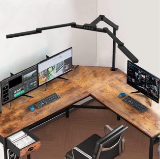 Rosnek LED Tischleuchte 24W, 105 cm, transformierbar, ultrahell, für Architekten Büro Heim, 3000K, 3500K, 4000K, 5000K, 6500K, 5 Farbtemperaturen, mit Klemme Klemmlamp