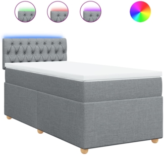 vidaXL Boxspringbett mit Matratze Hellgrau 90x200 cm Stoff 3288870