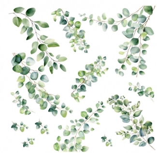nikima Wandtattoo 261 Wandtattoo Eukalyptus Ranken Zweige Aquarell Watercolor (PVC-Folie), in 6 vers. Größen