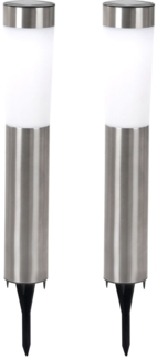 2er Set LED Solarleuchte, Edelstahl, Erdspieß, H 56 cm