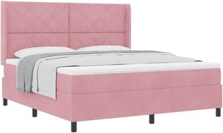 vidaXL Boxspringbett mit Matratze mit Kopfteil Rosa 180 x 200 cm Samt 3342079