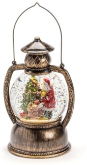 LED Kugellaterne mit Weihnachtsmann - Schneekugel - wassergefüllt - Batterie - Timer - Innen - gold