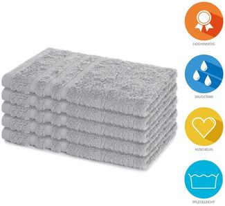 Lavea Gästehandtuch 5er Set Gästehandtücher, Elena Frottee, 30x50 cm Gästetuch, 100% Baumwolle (5er Set), 500 g/m² Frottier, weich & saugstark, pflegeleicht