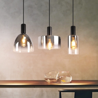 ZMH Hängelampe Esszimmerlampe 3 Flammig Hängeleuchte- E27 Vintage Esstisch Pendelleuchte Höhenverstellbar Glas Schwarz Pendellampe Hängend für Schlafzimmer küche (ohne Leuchtmittel)