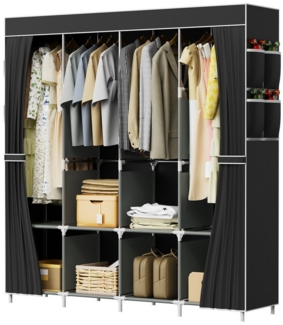 loefme Kleiderschrank Kleiderschrank Stoffschrank Stoffkleiderschrank Schlafsaal Miethaus