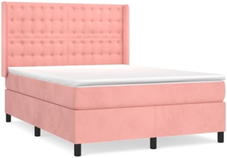 vidaXL Boxspringbett mit Matratze Rosa 140x190 cm Samt 3132920