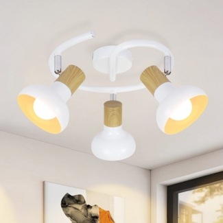 Nettlife Deckenstrahler Vintage E14 Innen 350°Schwenkbar Weiß Deckenlampe Flur, Schwenkbar 350°, ohne Leuchtmittel, Industrial 3/4/6 Flammig Rund Deckenspots für Hotel Wohnzimmer