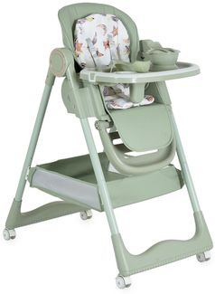 Moni Kinderhochstuhl Surprise faltbar Lätzchen Schüssel Löffel Gabel Räder Korb grün