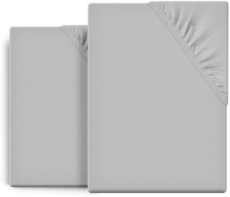 Beautex Spannbettlaken 2er Set Spannbetttuch Bettlaken Premium Baumwolle Jersey 160g/m², Jersey, Gummizug: rundum, (2 Stück)